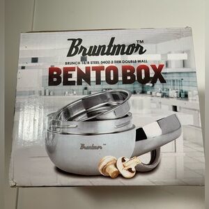 NEW NWB Bruntmor 2-Tier Stainless Steel Bento Box 34oz - Never Opened, Gr8 Gift
